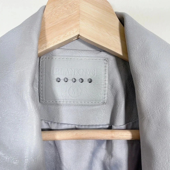 BLANKNYC | LIGHT GREY BIKER FAUX LEATHER JACKET - Picture 8 of 14